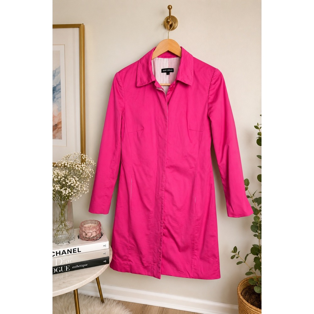 Hot Pink Cotton Blend Car Coat Jacket‎ Women's Size 2 Barbiecore Y2K Careercore